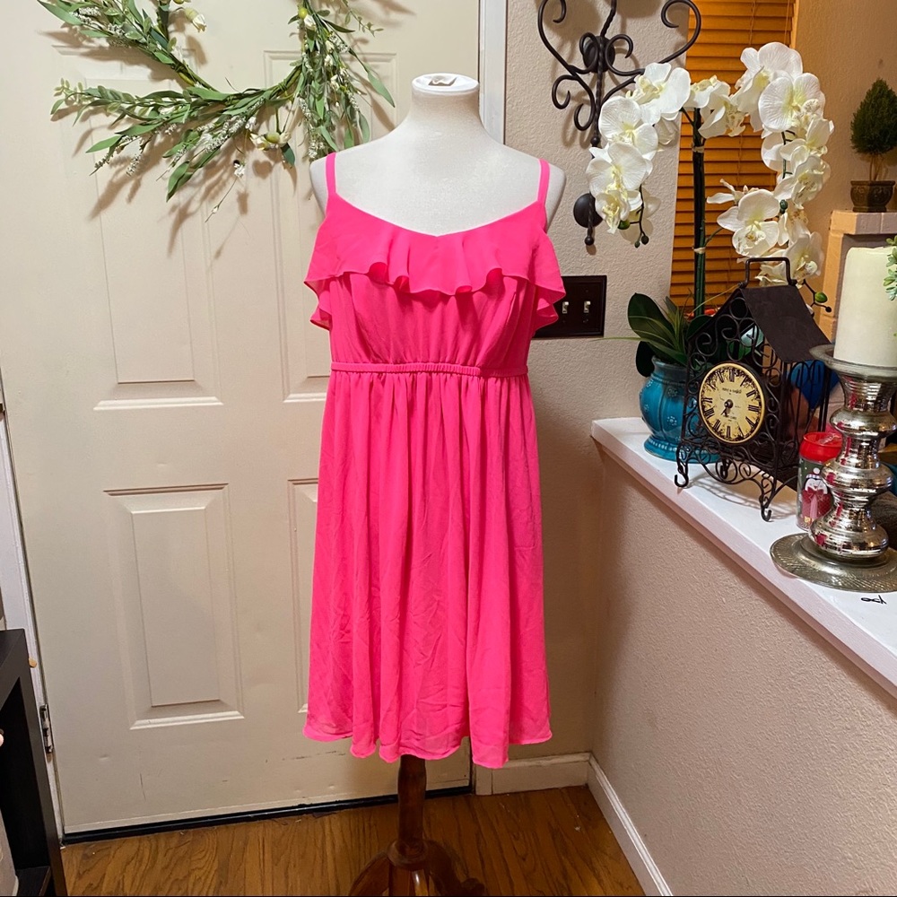 NWT Torrid Hot Pink Ruffle Top  Skater Dress